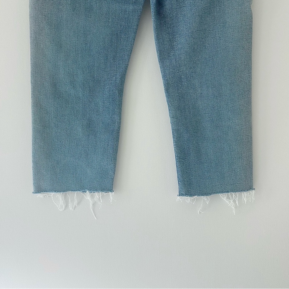 Agolde Sophie Denim Jeans High Rise Cropped Raw Hem Destruct Blue Womens Size 27 - Picture 10 of 16